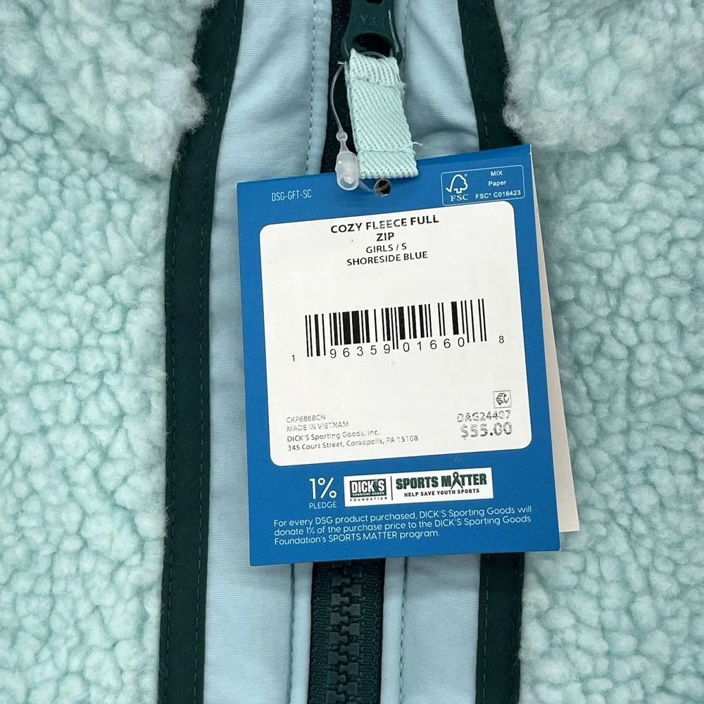 DSG Girls Small Cozy‎ Fleece Full Zip Jacket Shoreside Blue NWT Shoreside Blue